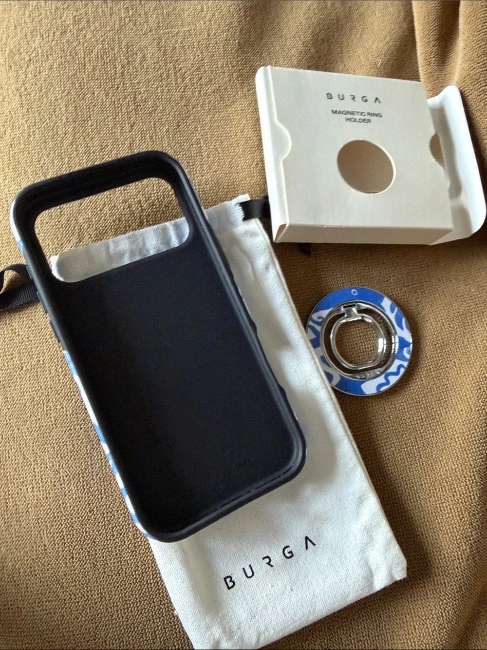 Burga Blue Marine Pattern Phone Case with Magnetic Ring Holder